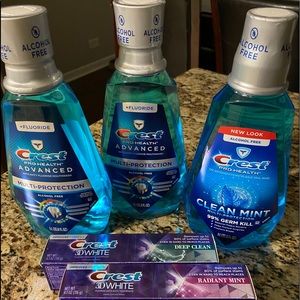 Crest mouth wash (3) Crest toothpaste (2) New!!